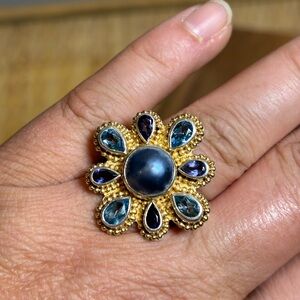 Offerings Sajen Blue Mabe Ring with lolite, blue topaz and Vermeil size 7.5-7.75